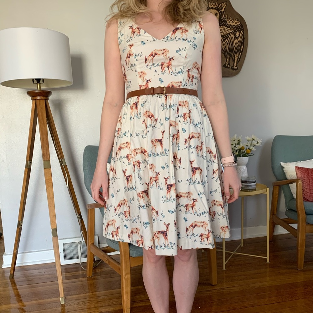 ModCloth Deer White Sundress, Small, Never Worn